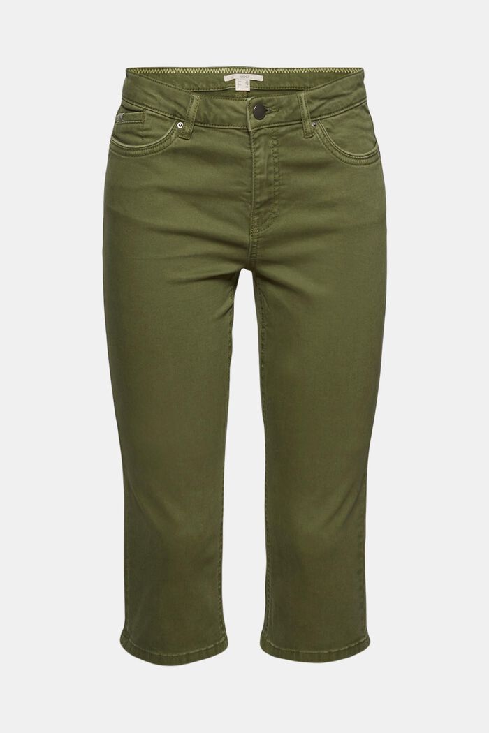 Pantalon corsaire en coton bio, KHAKI GREEN, detail image number 0