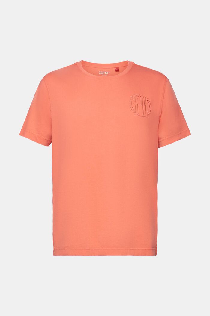 T-shirt animé d’un logo surpiqué, 100 % coton, CORAL RED, detail image number 7