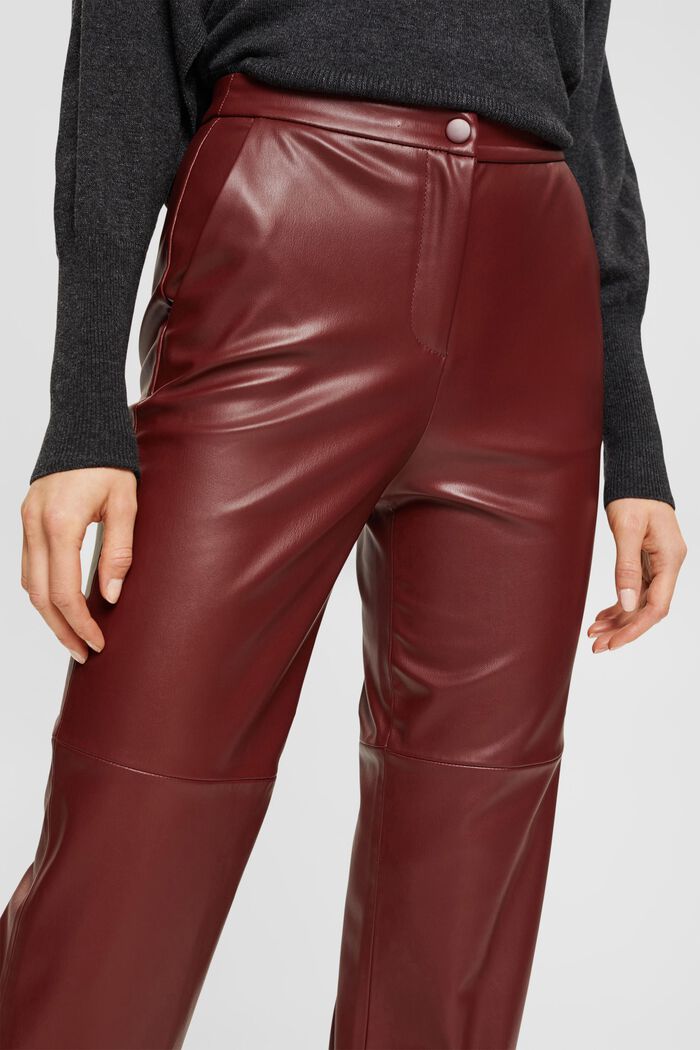 Pantalon en similicuir à la coupe raccourcie, BORDEAUX RED, detail image number 3
