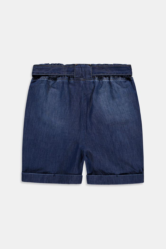 Short en jean à taille paperbag élastique, BLUE MEDIUM WASHED, detail image number 1