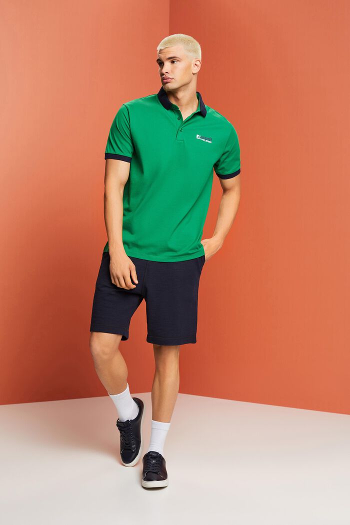 Polo en jersey de coton à logo imprimé, EMERALD GREEN, detail image number 1