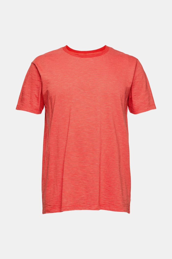 T-shirt en jersey à motif à rayures, RED ORANGE, overview