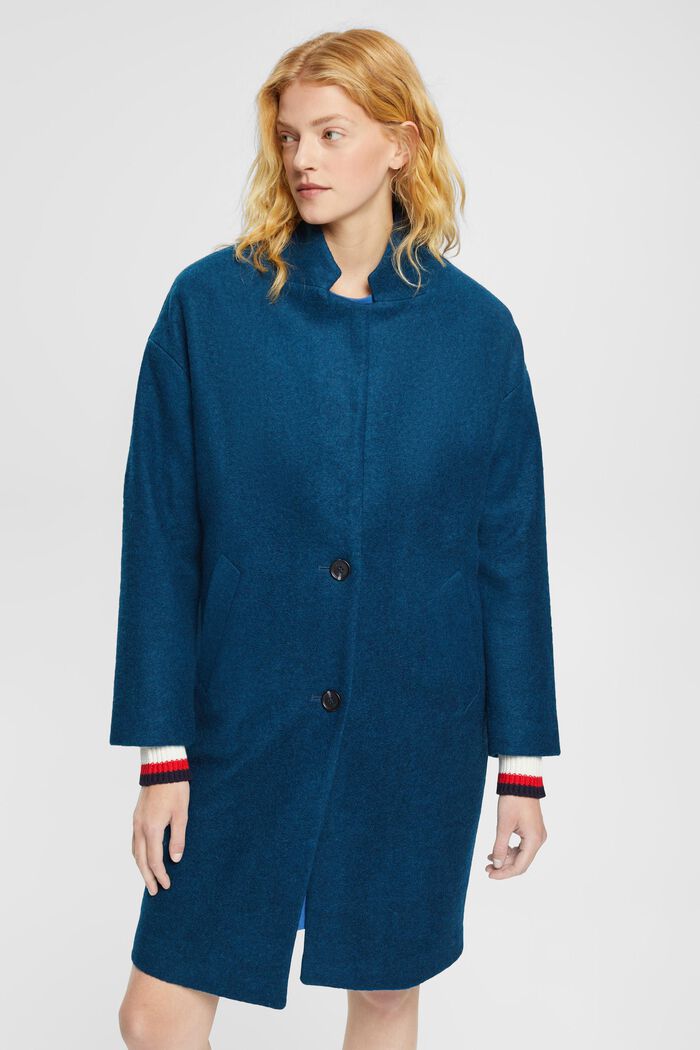 Manteau à teneur en laine, PETROL BLUE, detail image number 1