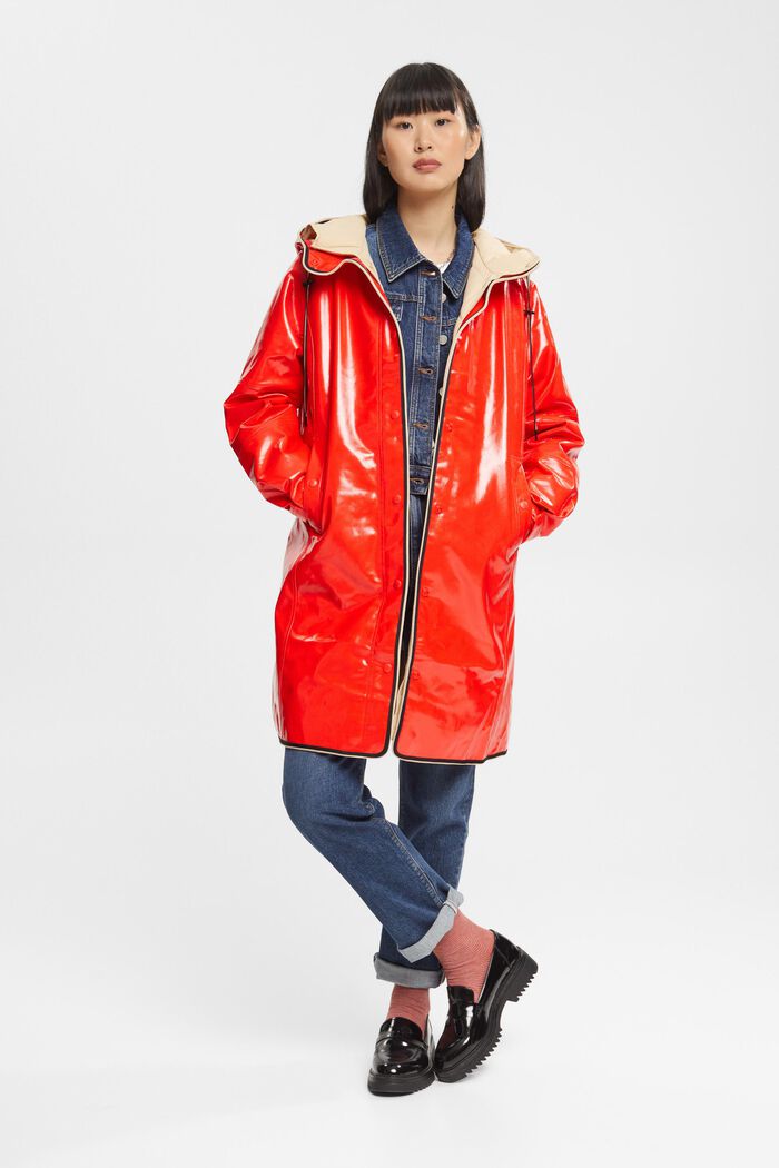 Manteau en similicuir verni, RED, detail image number 0