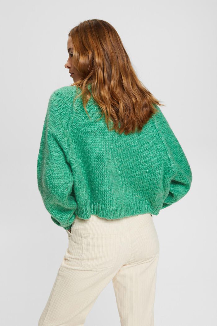 Cardigan en laine mélangée de coupe courte, LIGHT GREEN, detail image number 3