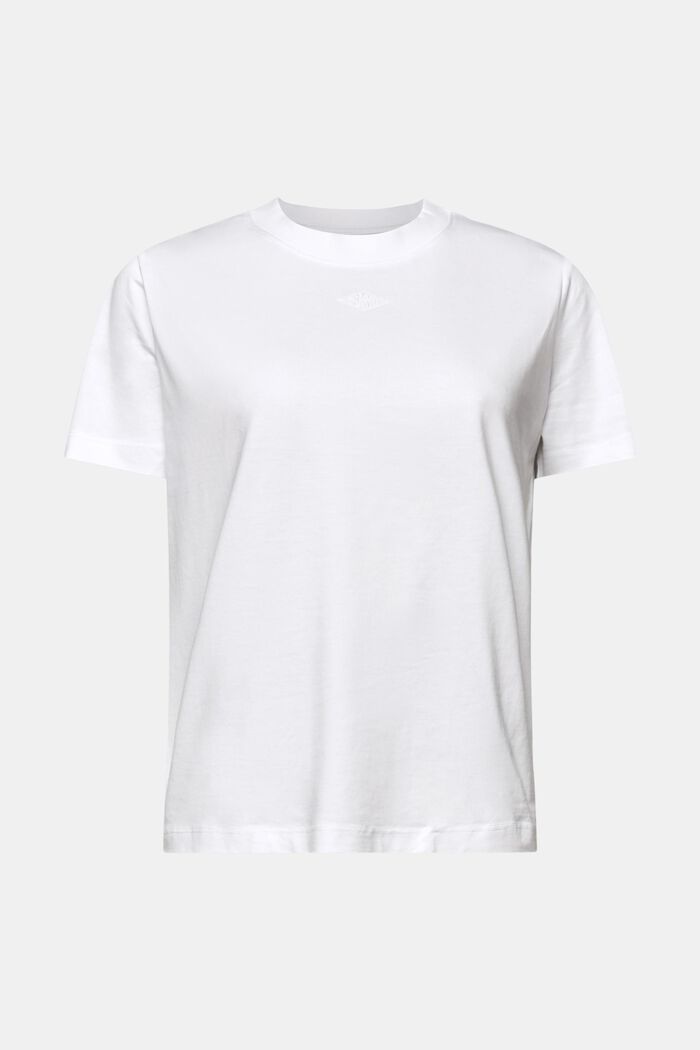 T-shirt à logo brodé en coton Pima, WHITE, detail image number 6