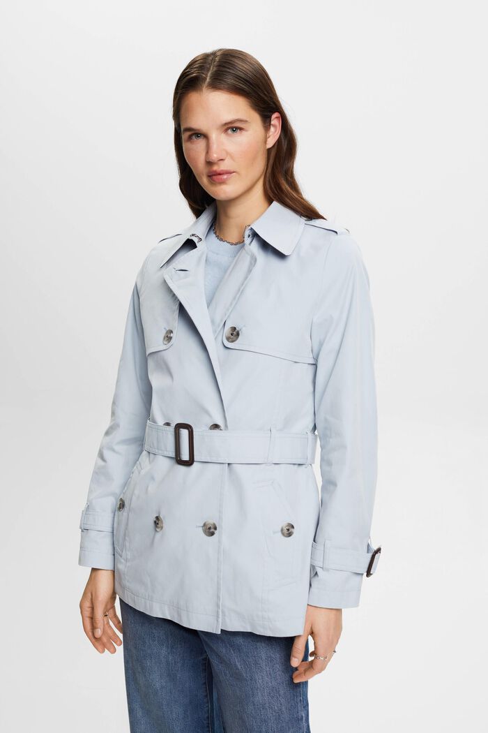 Trench-coat court à ceinture, PASTEL BLUE, detail image number 0