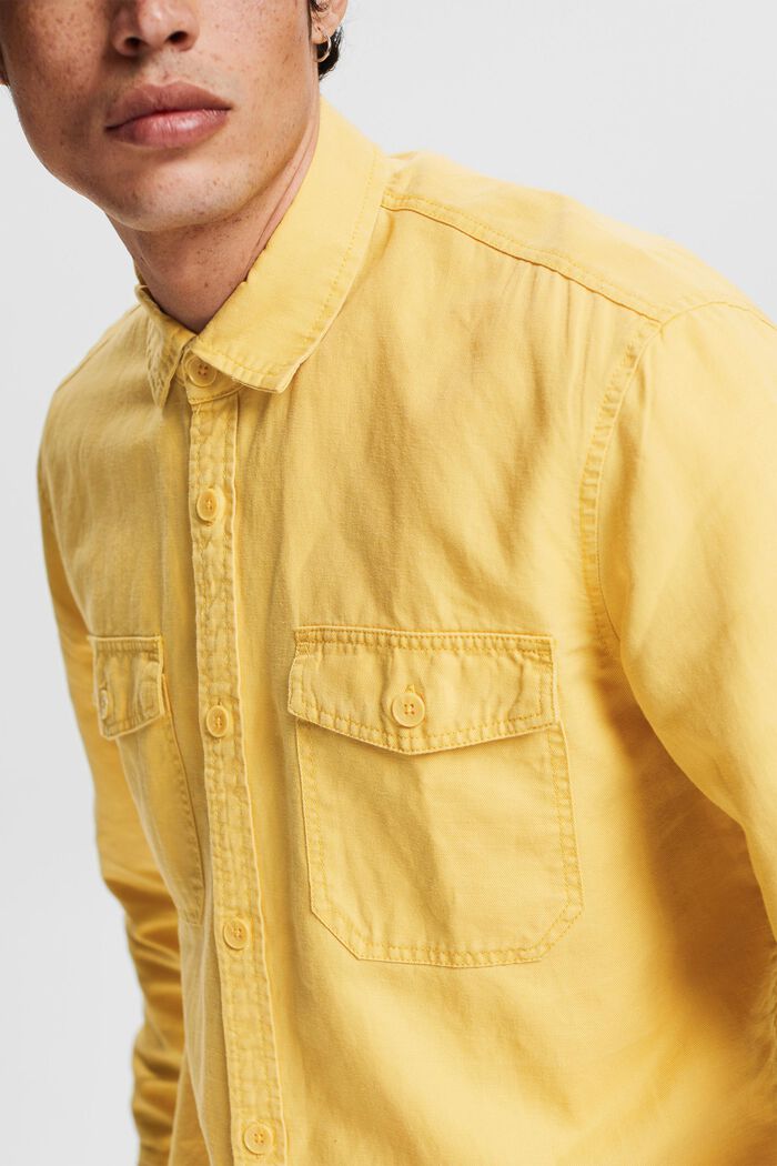 En lin mélangé : chemise oversize, YELLOW, detail image number 2