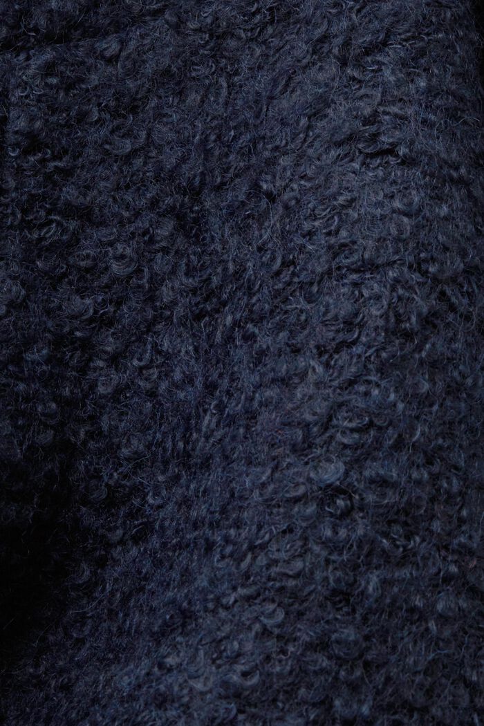 Manteau à capuche en mélange de laine bouclée, NAVY, detail image number 4