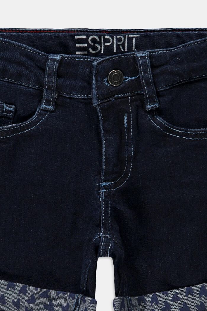 En matière recyclée : le short en jean à taille ajustable, BLUE DARK WASHED, detail image number 2