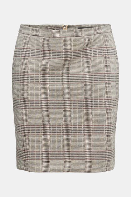 Mini-jupe à carreaux prince-de-galles, BEIGE, overview