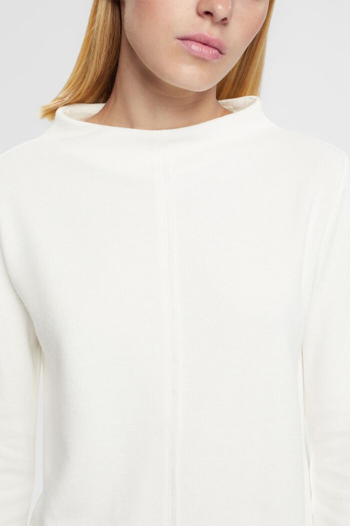 Sweat-shirt à col droit, coton mélangé, OFF WHITE, detail image number 0