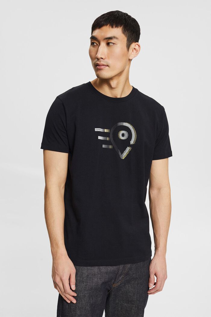 T-shirt en jersey à imprimé, coton biologique, BLACK, detail image number 0