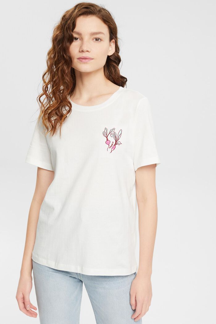 T-shirt animé d’un motif brodé, OFF WHITE, detail image number 1