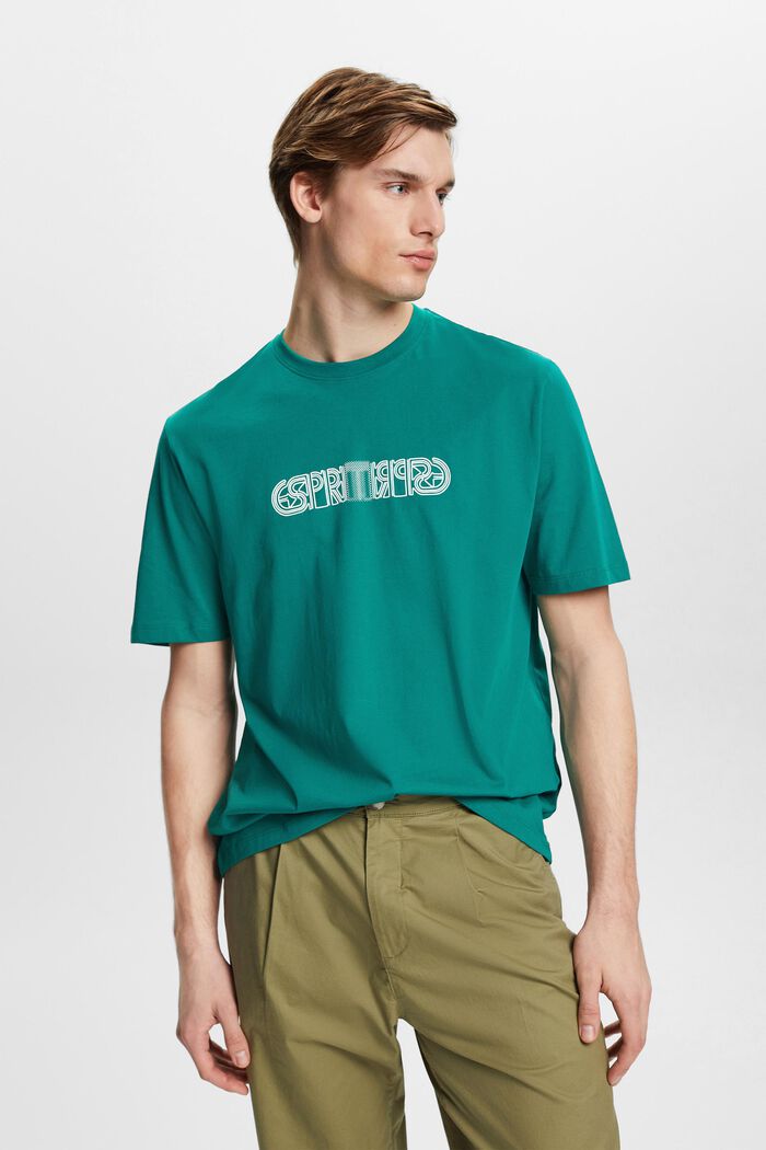 T-shirt de coupe Relaxed Fit à imprimé logo, EMERALD GREEN, detail image number 0