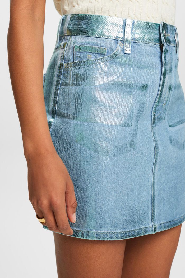 Mini-jupe en jean d’aspect métallique, DENIM/PISTACHIO GREEN, detail image number 4