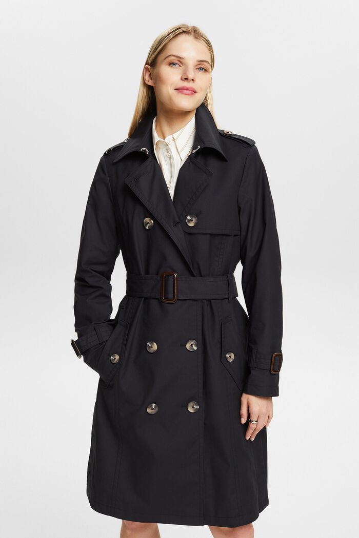 Trench-coat à boutonnage croisé et ceinture, BLACK, detail image number 4