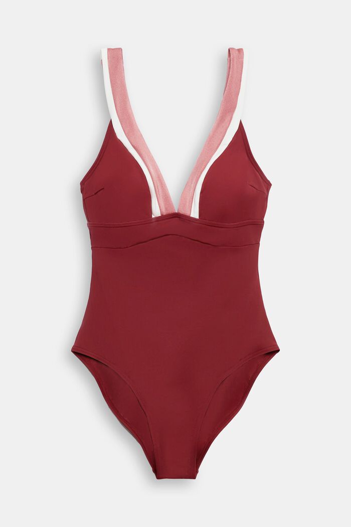 Maillot de bain tricolore, DARK RED, detail image number 4