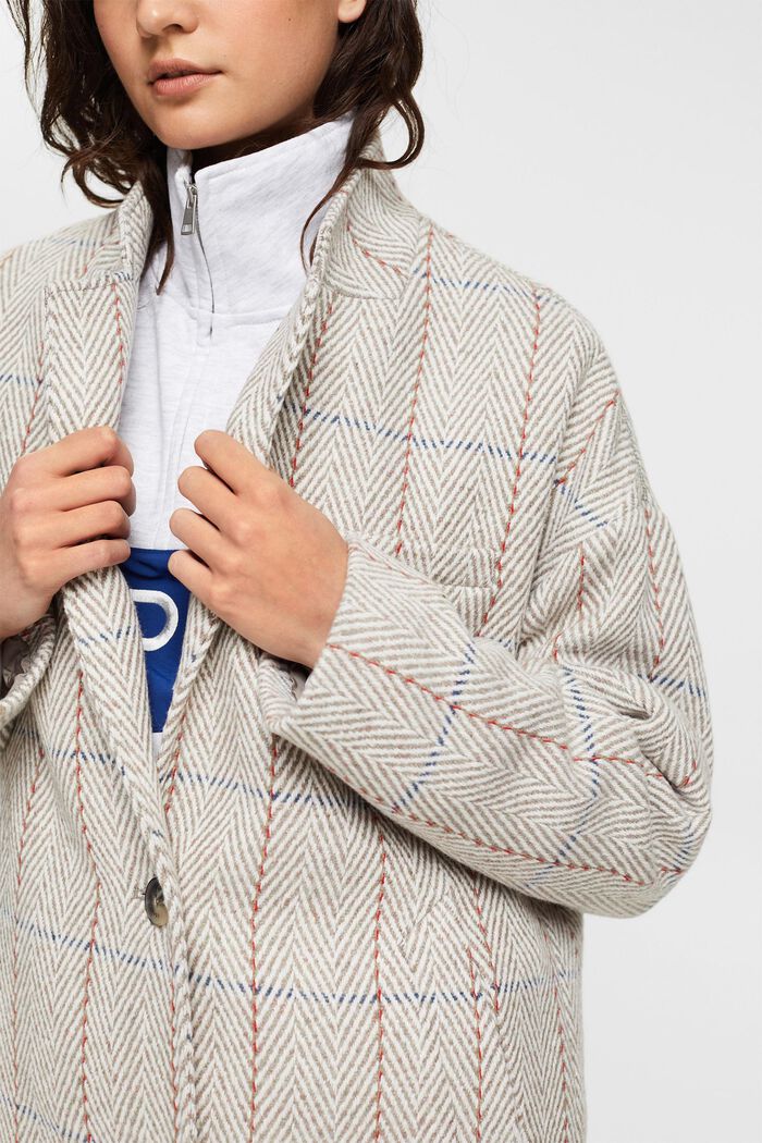 Manteau en laine mélangée à motif, LIGHT GREY, detail image number 2