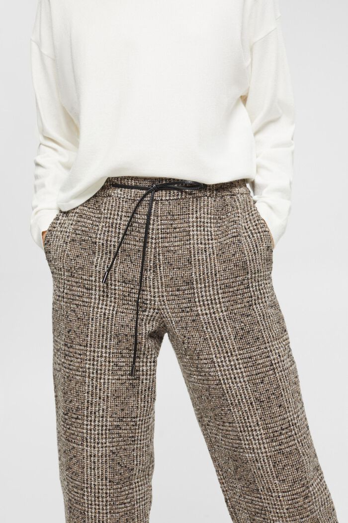 Pantalon taille haute en laine mélangée, BLACK, detail image number 2