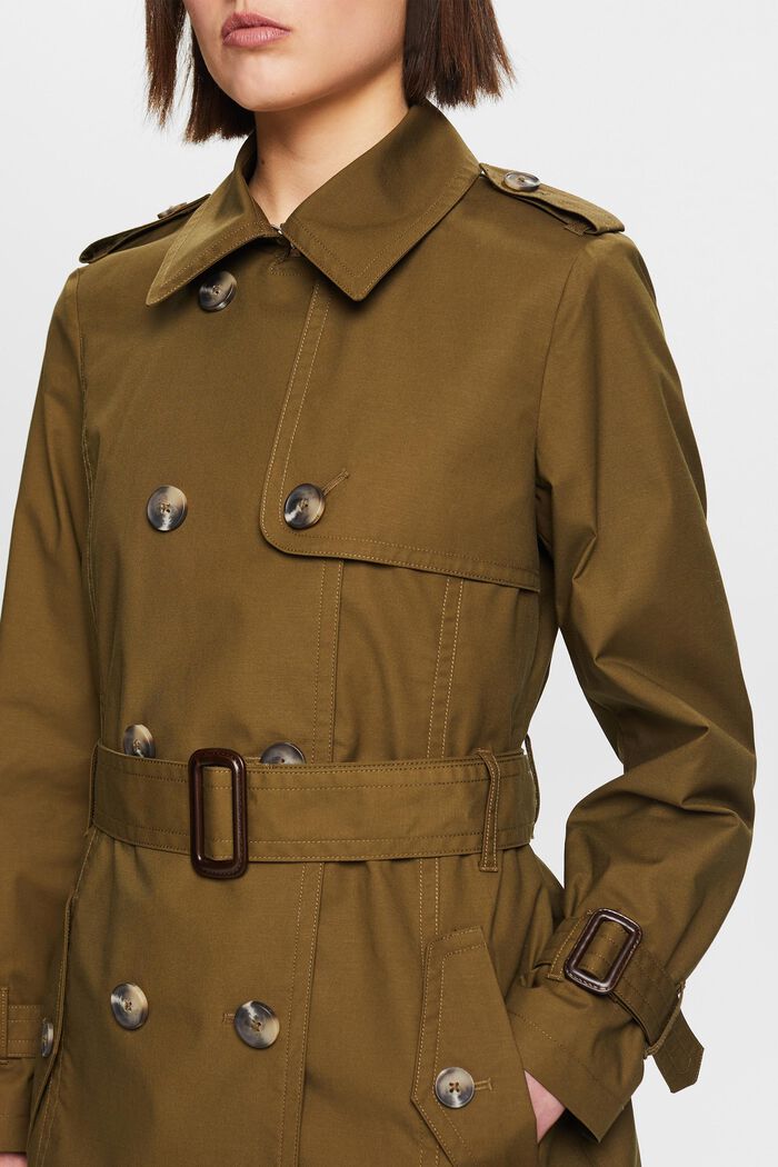 Trench-coat à boutonnage croisé et ceinture, KHAKI GREEN, detail image number 3