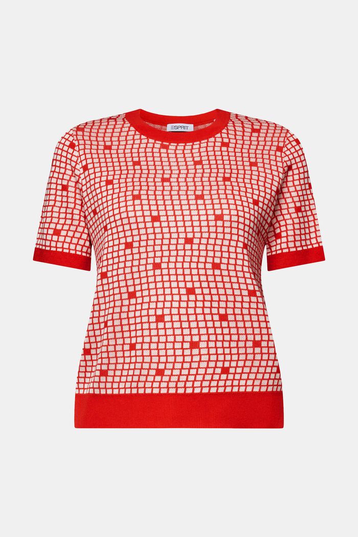 Sweat-shirt jacquard à col ras-du-cou, RED, detail image number 6