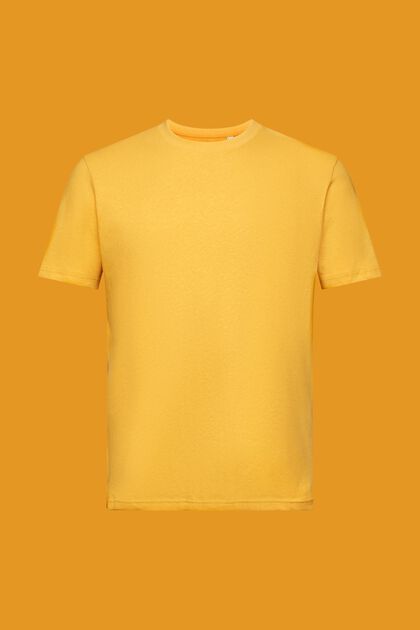 T-shirt à encolure ronde, mélange de coton et de lin