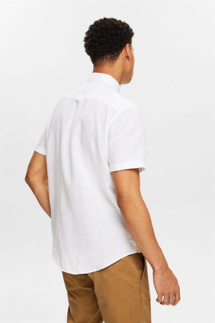 Chemise à manches courtes en lin et coton, WHITE, detail image number 2