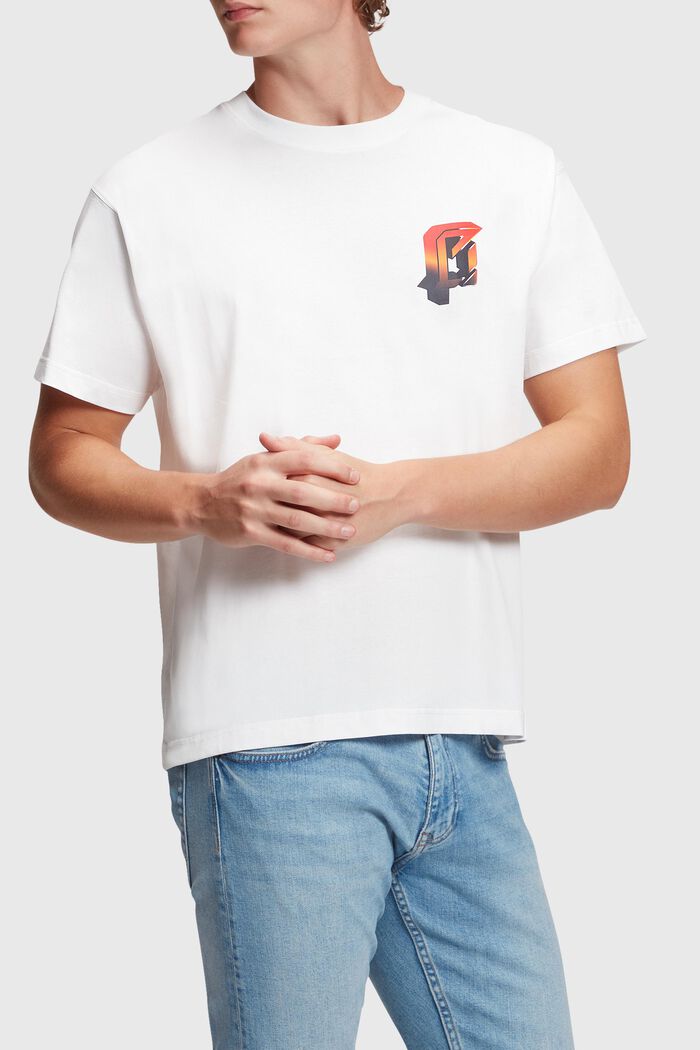 T-shirt à imprimé sur la poitrine AMBIGRAM, WHITE, detail image number 0