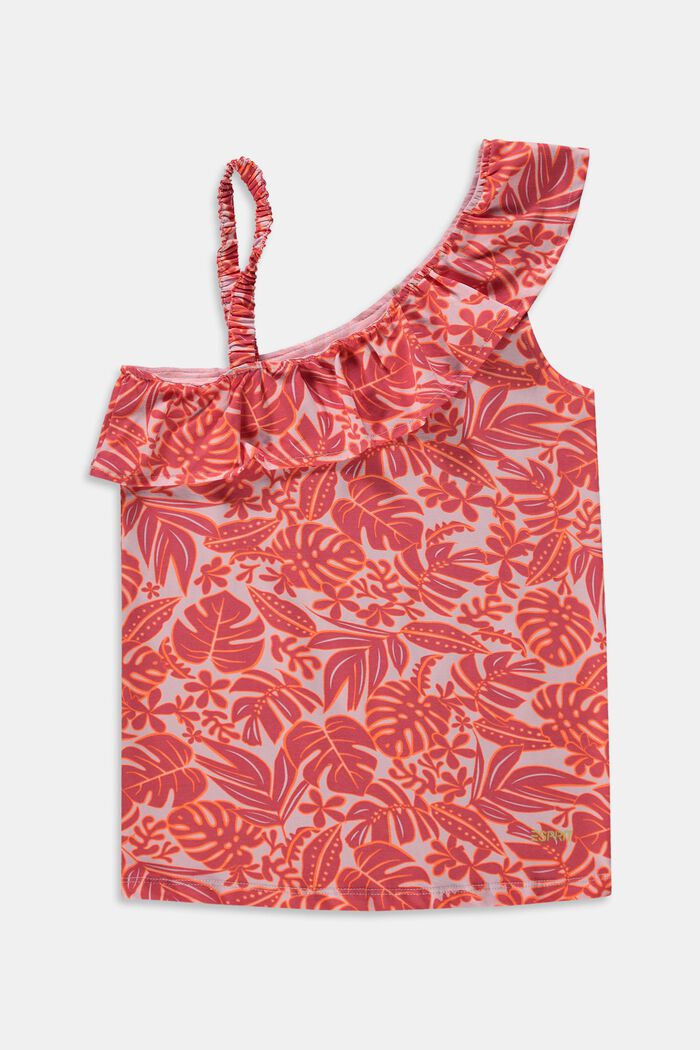 T-shirt à motif tropical, ORANGE RED, detail image number 0