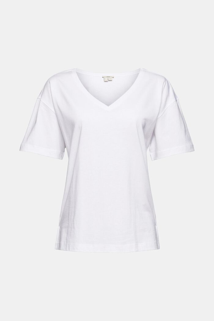 À teneur en TENCEL™ : le t-shirt à encolure en V, WHITE, detail image number 7