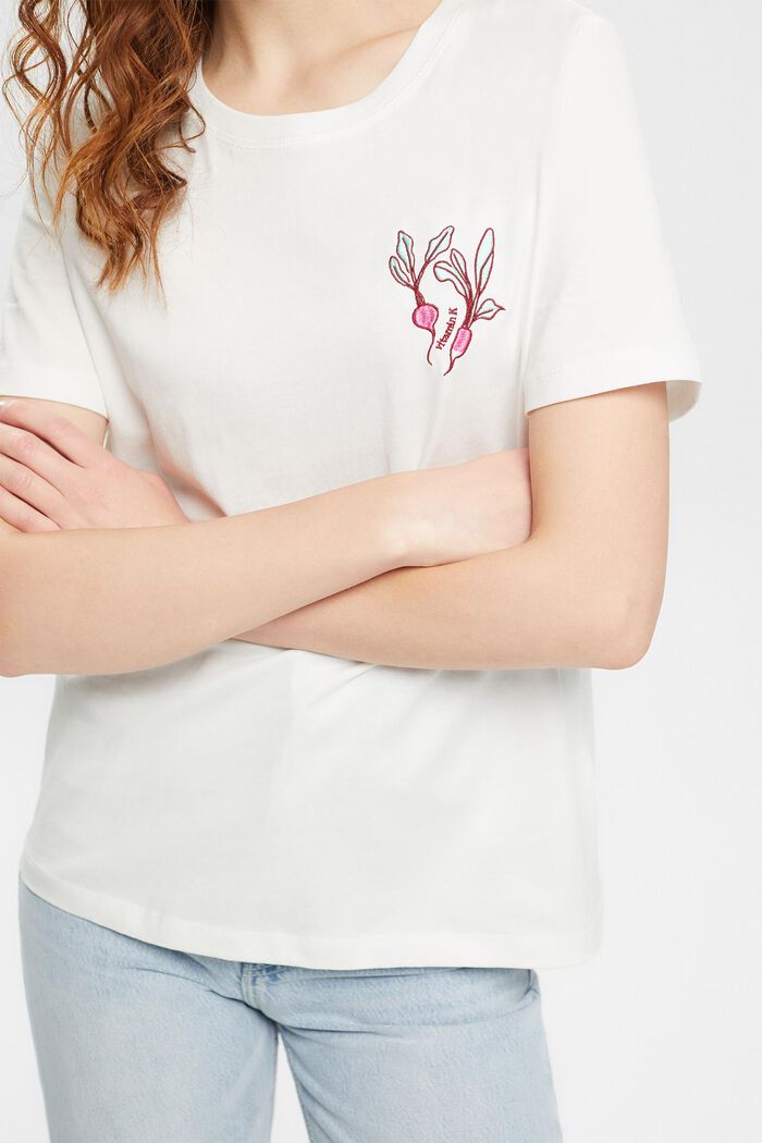 T-shirt animé d’un motif brodé, OFF WHITE, detail image number 3