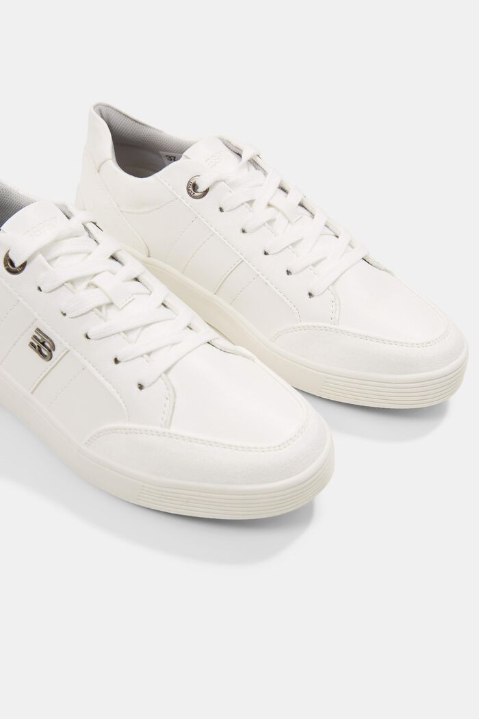 Sneakers en similicuir, WHITE, detail image number 4