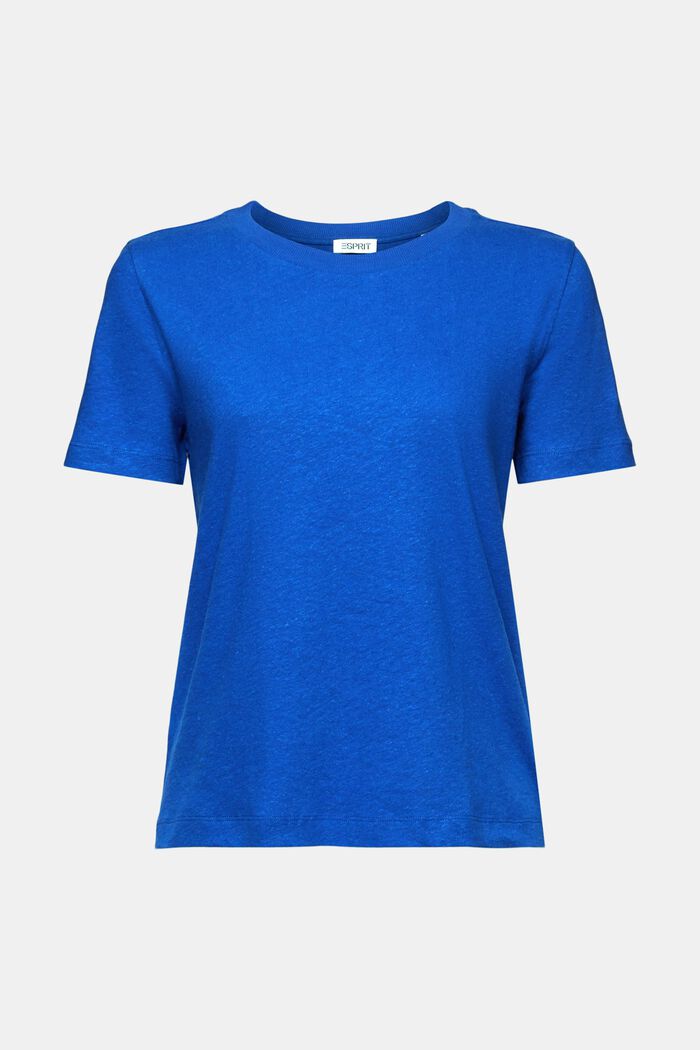 T-shirt en mélange de coton et de lin, BRIGHT BLUE, detail image number 6