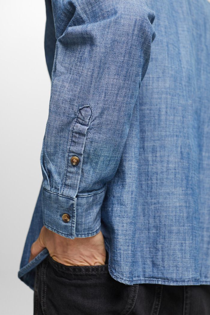 Chemise en jean à col boutonné, BLUE MEDIUM WASHED, detail image number 3