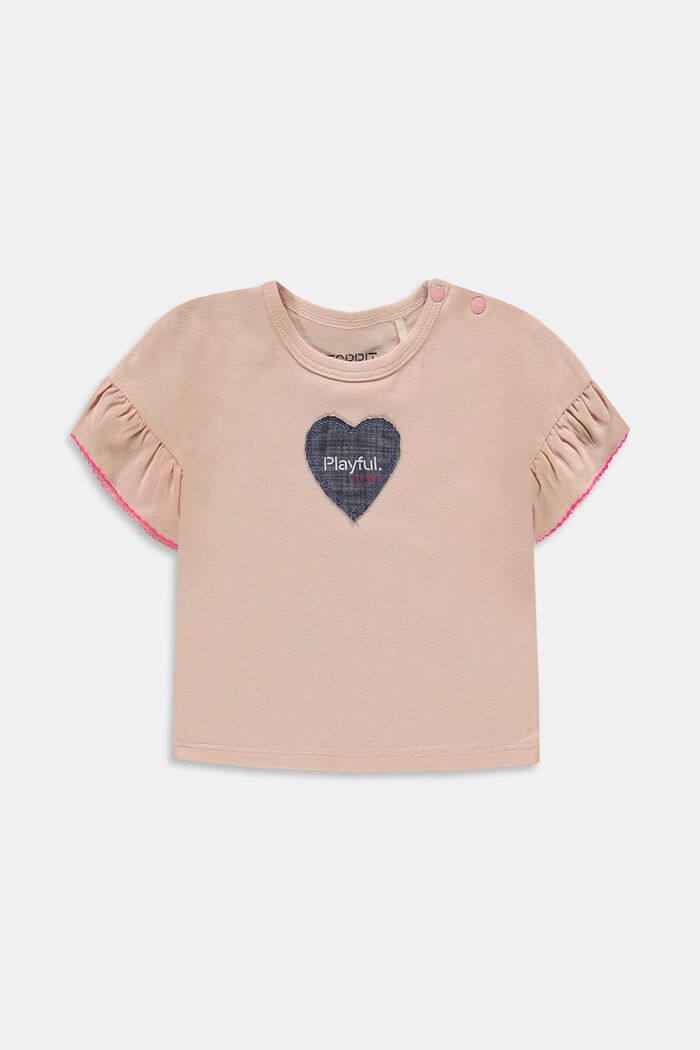 T-shirt orné d’une étiquette en forme de cœur, en coton biologique, PASTEL PINK, overview
