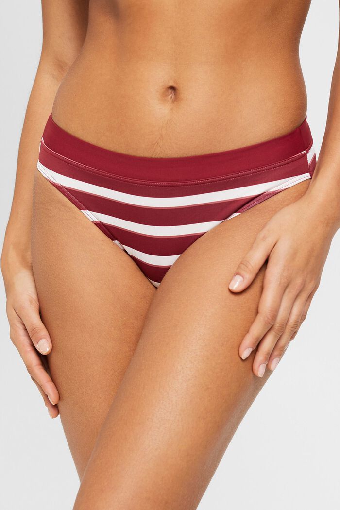 Bas de bikini mini rayé, DARK RED, detail image number 1