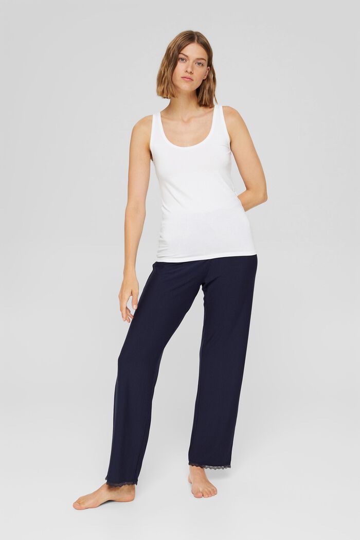 Pantalon de pyjama à dentelle, LENZING™ ECOVERO™, NAVY, detail image number 1