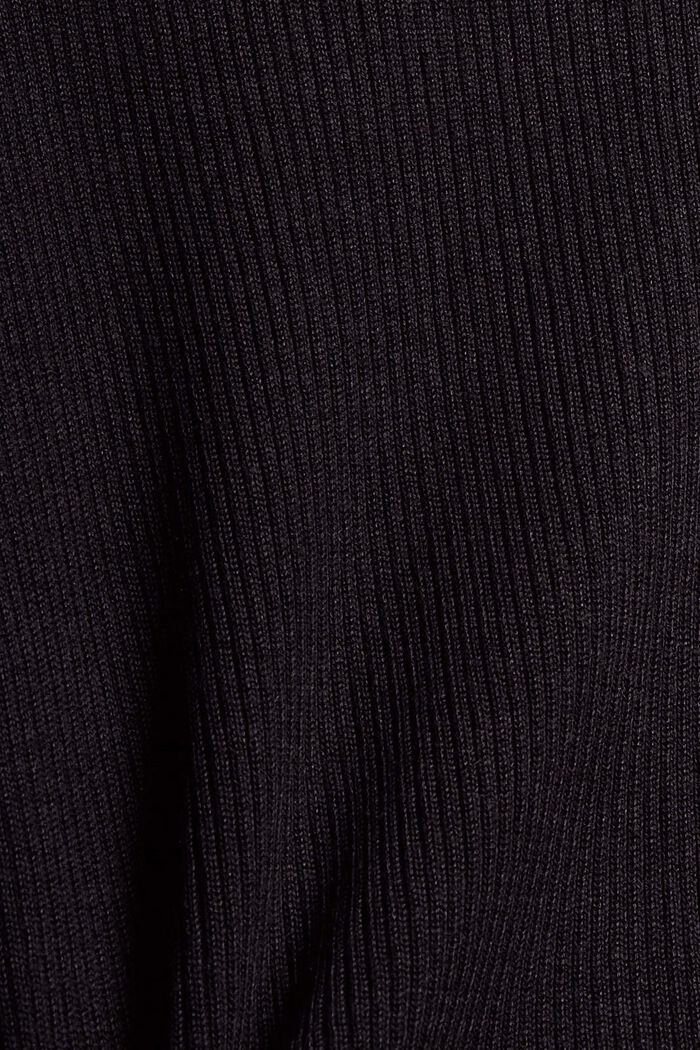 À teneur en laine : le pull-over côtelé à ruches, BLACK, detail image number 4