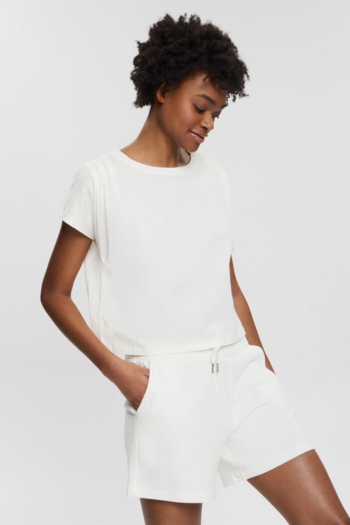 T-shirt à fronces, 100 % coton biologique, OFF WHITE, detail image number 0