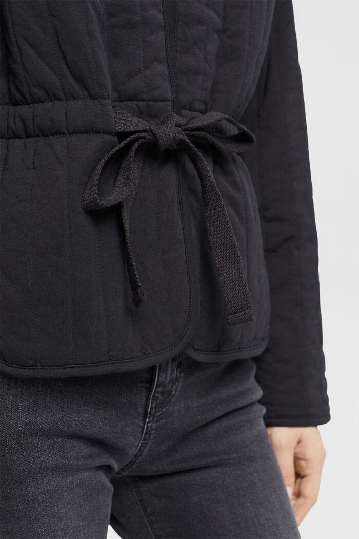 Cardigan à ceinture style sweat-shirt matelassé, BLACK, detail image number 2