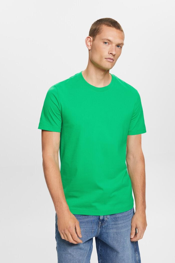 T-shirt à col rond en jersey de coton Pima, GREEN, detail image number 0