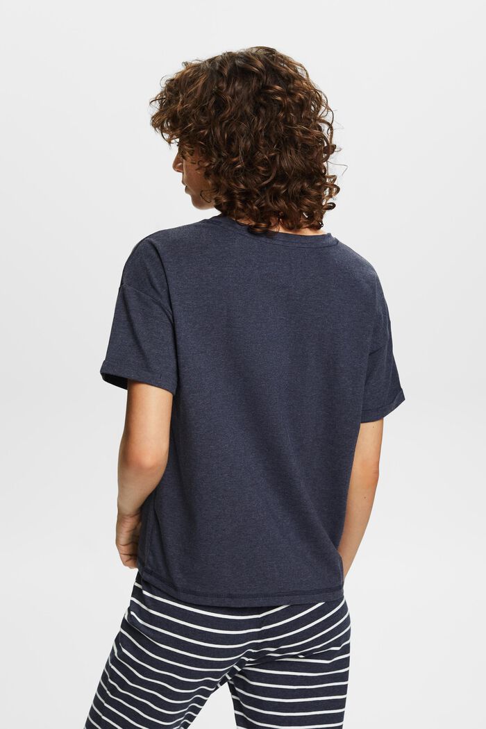 T-shirt en coton mélangé à poche-poitrine, NAVY, detail image number 3