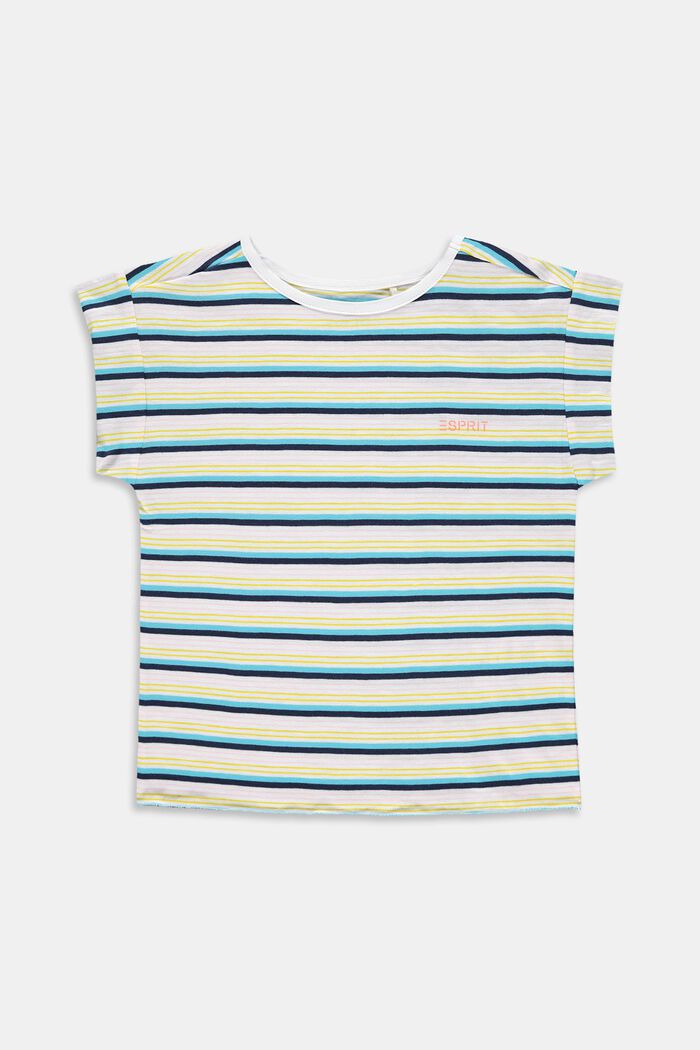 T-shirt à rayures, 100 % coton, PETROL BLUE, detail image number 0