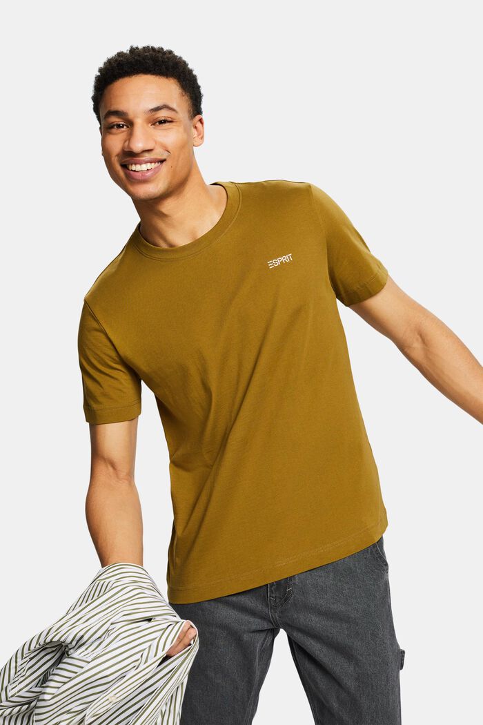 T-shirt en jersey de coton animé d’un logo, OLIVE, detail image number 0