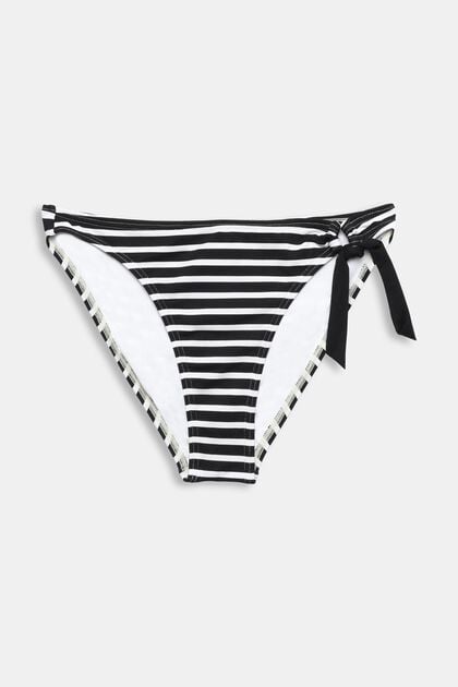 Slip de bikini à motif à rayures, BLACK, overview