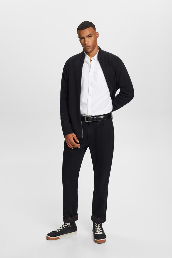 Cardigan zippé, 100 % coton, BLACK, detail image number 0