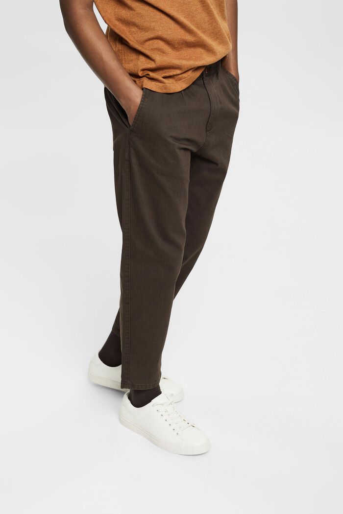 Pants woven Loose Cropped Fit, DARK BROWN, detail image number 0
