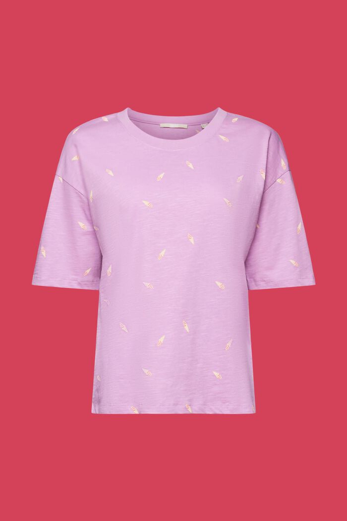 T-shirt à imprimé all-over, 100 % coton, VIOLET, detail image number 6