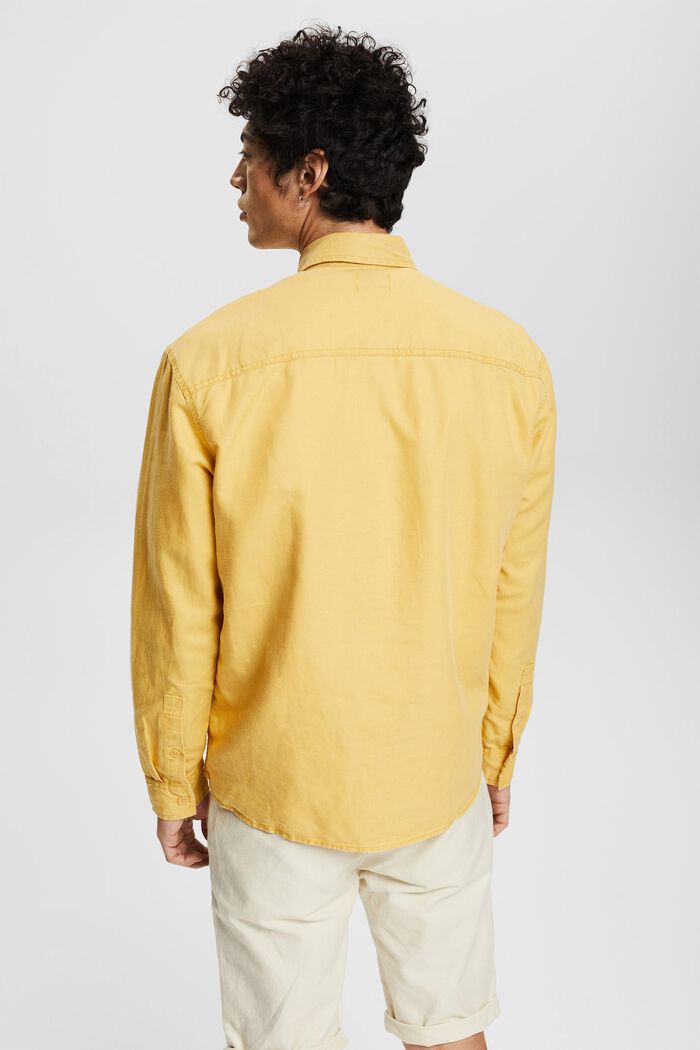 En lin mélangé : chemise oversize, YELLOW, detail image number 3